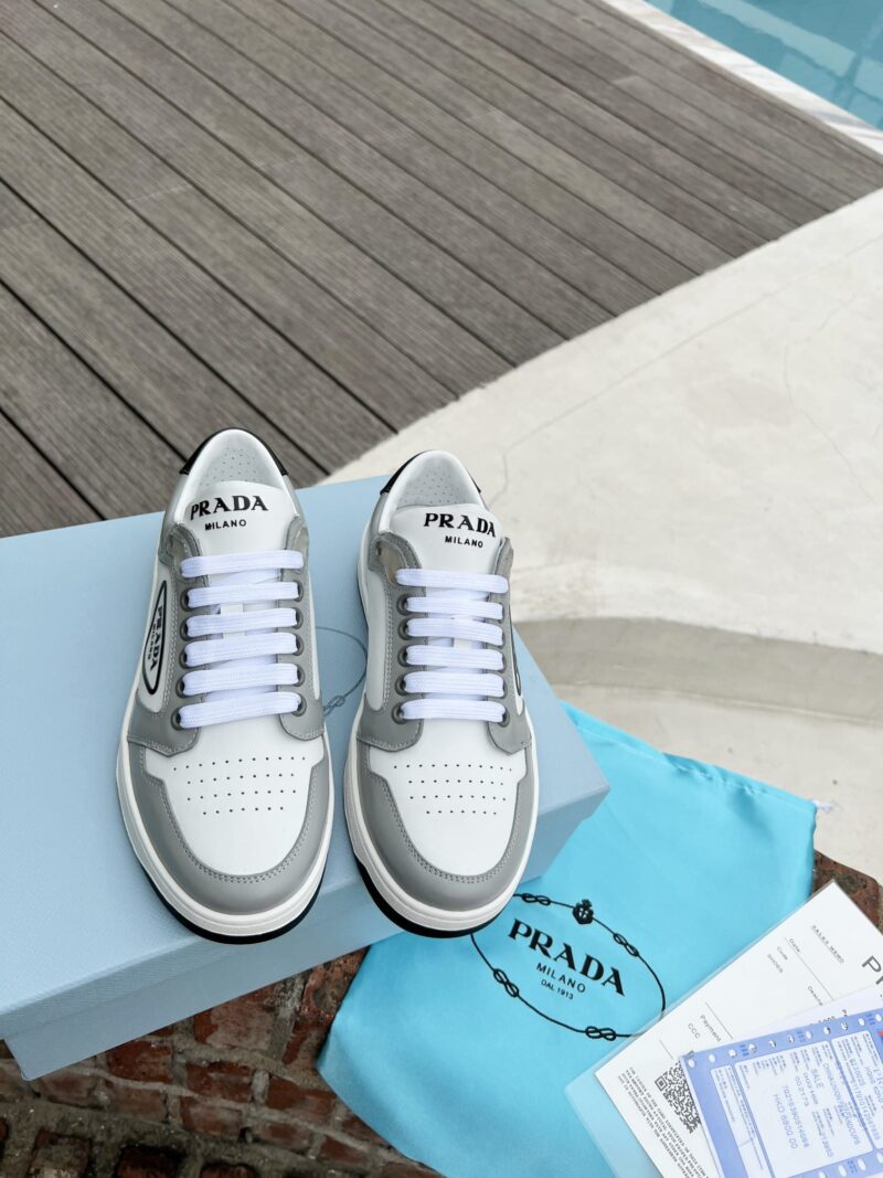 Alternative view of PRADA DISTRICT LEATHER SNEAKERS WHITE GREY 1E790M 3LJ6 F0A4C F 030