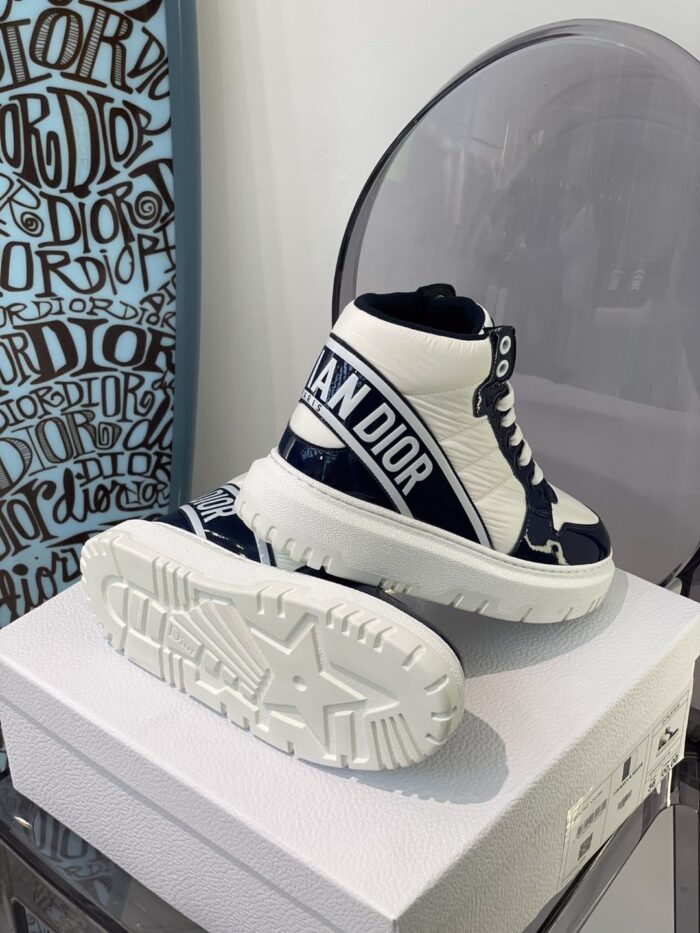 Alternative view of DIOR D-PLAYER HIGH TOP SNEAKERS NAVY BLUE AND WHITE