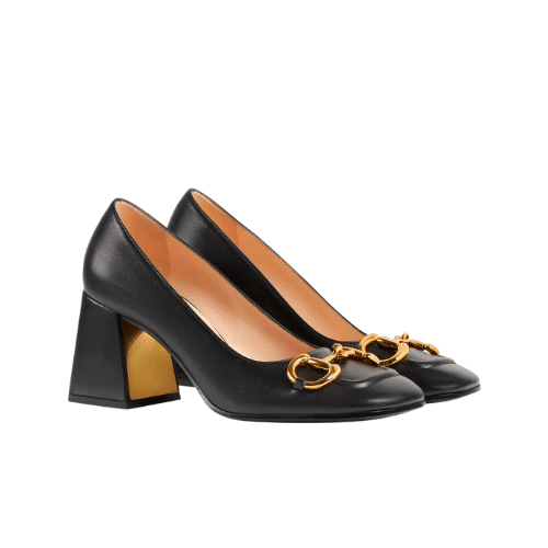 GUCCI WOMEN'S MID HEEL PUMP WITH HORSEBIT BLACK 643886 C9D00 1000