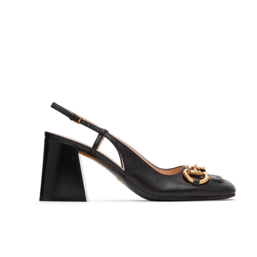 GUCCI WOMEN'S MID HEEL SLINGBACK WITH HORSEBIT BLACK