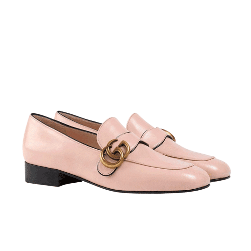 GUCCI WMNS LEATHER LOAFERS MOCCASINS DOUBLE G PINK 602496 C9D00 5909