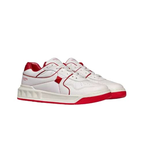 VALENTINO ONE STUD LOW-TOP CALFSKIN SNEAKER RED WS0CS4NWN R81