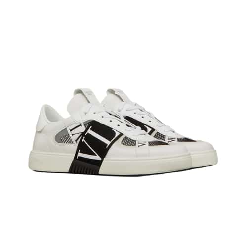 VALENTINO VL7N LOW-TOP SNEAKER IN CALFSKIN AND MESH FABRIC WITH BANDS BLACK XY0S0C58SWFQ1X
