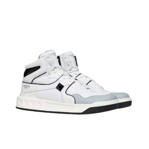 VALENTINO ONE STUD MID-TOP CALFSKIN SNEAKER WHITE YS0E63NWN 0N2