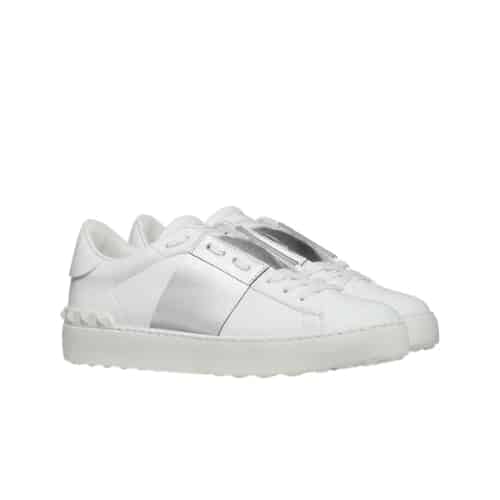 VALENTINO OPEN SNEAKER IN CALFSKIN LEATHER SILVER XW2S0781FLR857