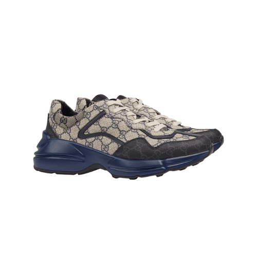 GUCCI WOMEN'S GG RHYTON SNEAKER BEIGE AND BLUE 692909 UIQ20 1060