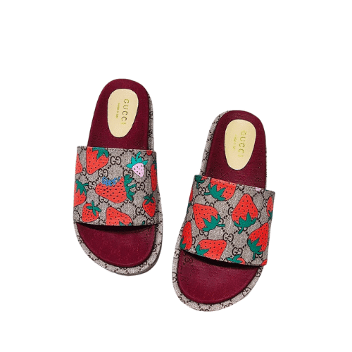 GUCCI WOMEN'S GG SLIDE SANDAL WITH STRAWBERRY