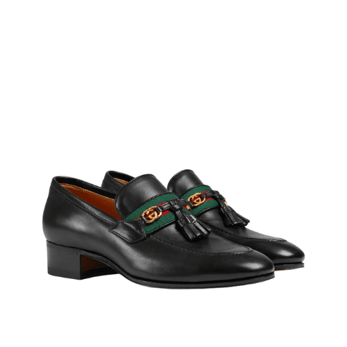 GUCCI LOAFER WITH WEB AND INTERLOCKING G BLACK 624316 1W610 1066