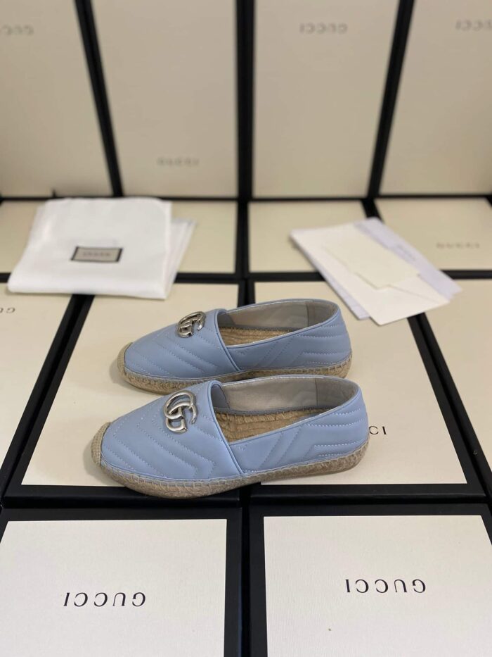 Alternative view of GUCCI WOMEN'S LEATHER ESPADRILLE WITH DOUBLE G BLUE ‎628086