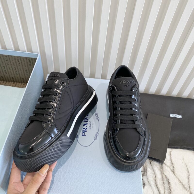 Alternative view of PRADA MACRO RE-NYLON AND BRUSHED LEATHER SNEAKERS BLACK 2EG3763LF5F0632