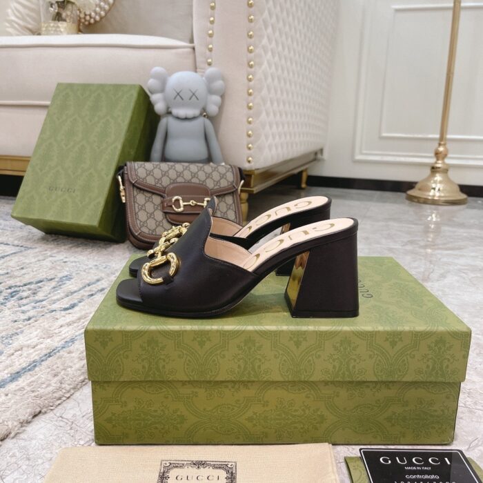 Alternative view of GUCCI WOMEN'S SLIDE SANDAL WITH HORSEBIT BLACK 655412 BKO00 1000