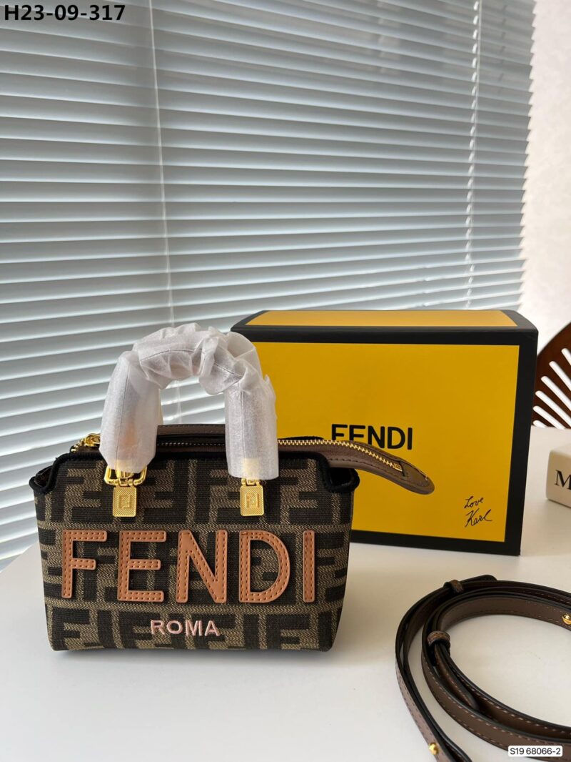 Alternative view of FENDI BY THE WAY SMALL FF FABRIC BOSTON BAG BROWN 17CM 8BS067ANX0F1LMN