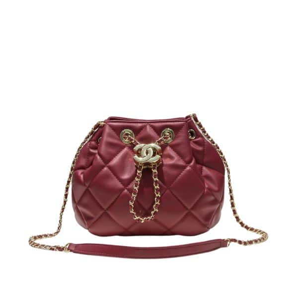 CHANEL DRAWSTRING BAG RED 15CM