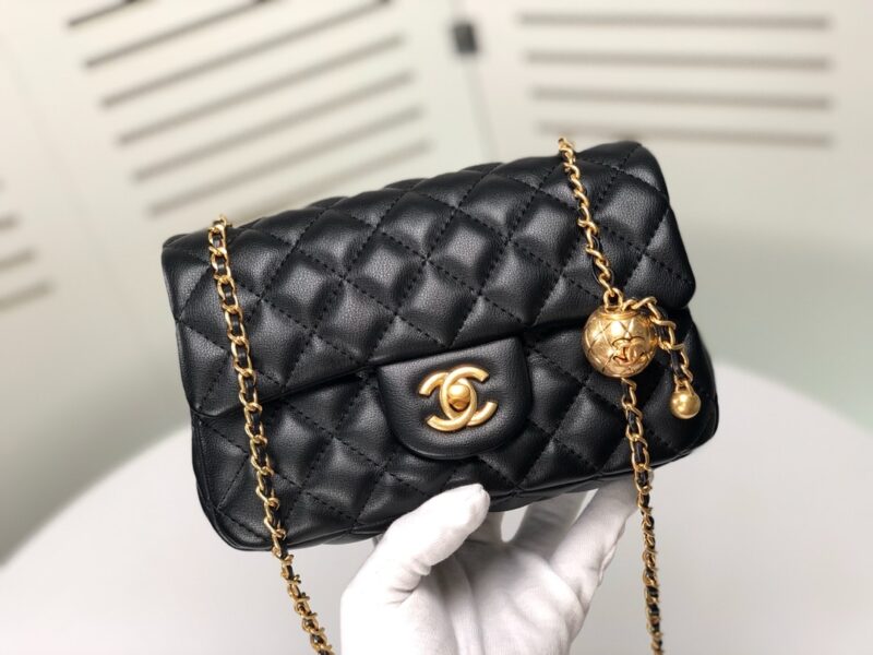 Alternative view of CHANEL FLAP BAG MINI CC RECTANGULAR PEARL CRUSH GOLD BLACK 20CM AS1787 B18602 94305