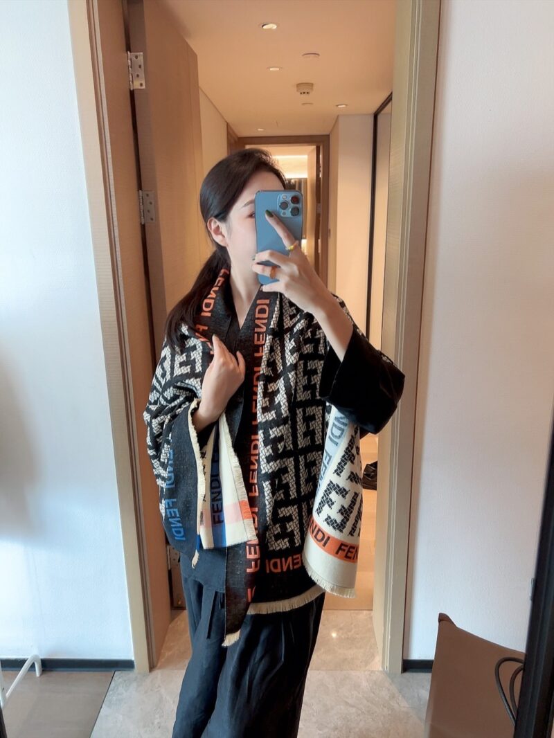 Alternative view of FENDI FF CASHMERE SCARF BLACK