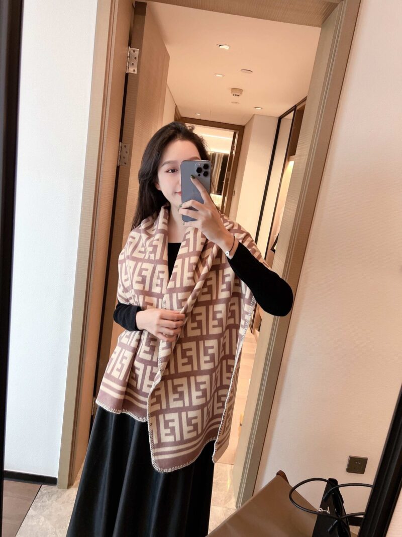 Alternative view of FENDI FF MONOGRAM SCARF BEIGE