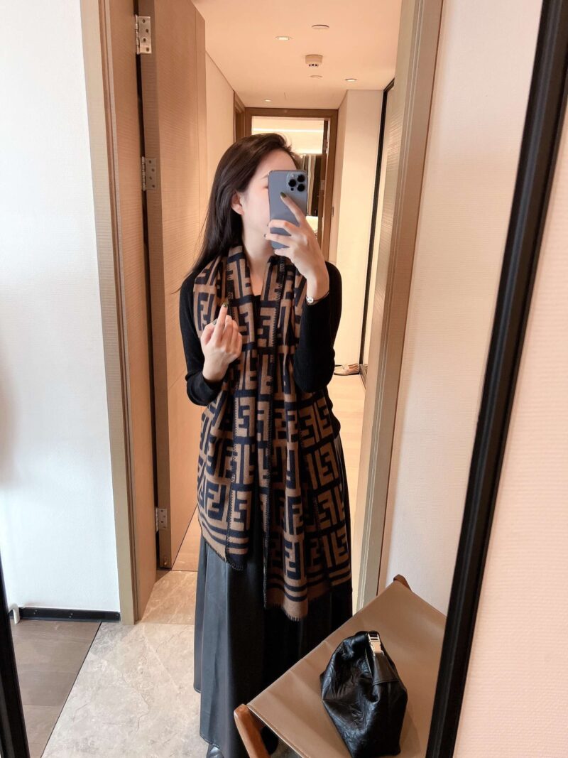 Alternative view of FENDI FF MONOGRAM SCARF BROWN