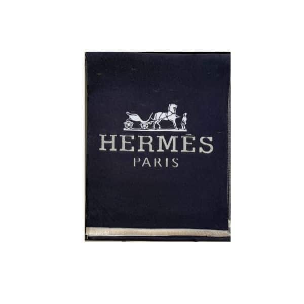 HERMES H LETTER CASHMERE MUFFLER BLACK