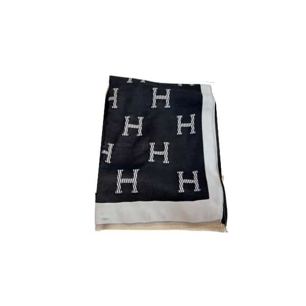 HERMES H LETTER CASHMERE SCARF BLACK