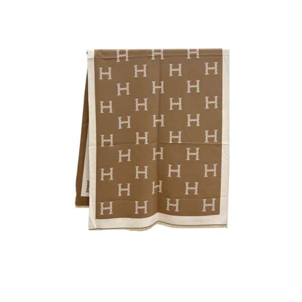 HERMES H LETTER CASHMERE SCARF BEIGE