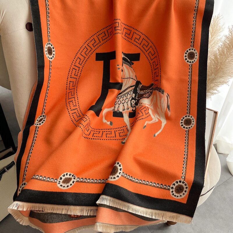 Alternative view of HERMES CASHMERE MUFFLER ORANGE