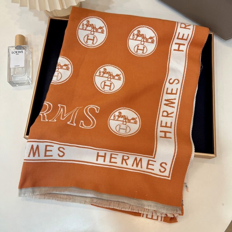 Alternative view of HERMES CASHMERE SCARF ORANGE