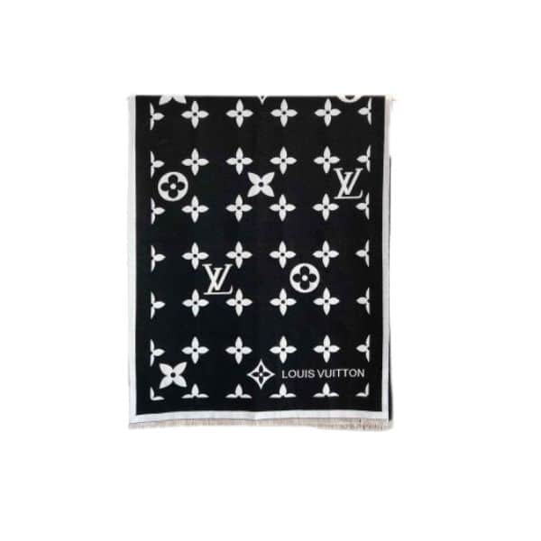 LOUIS VUITTON CASHMERE MONOGRAM SCARF BLACK