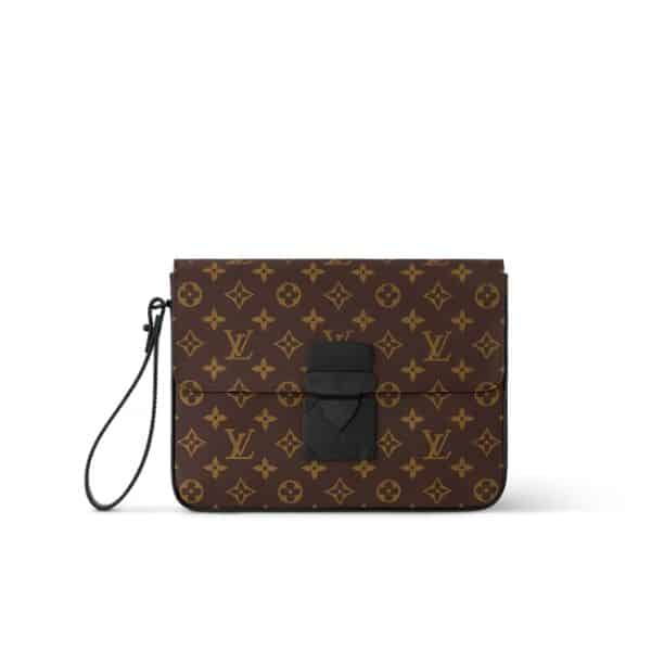 LOUIS VUITTON S LOCK A4 POUCH BROWN 28CM M80560
