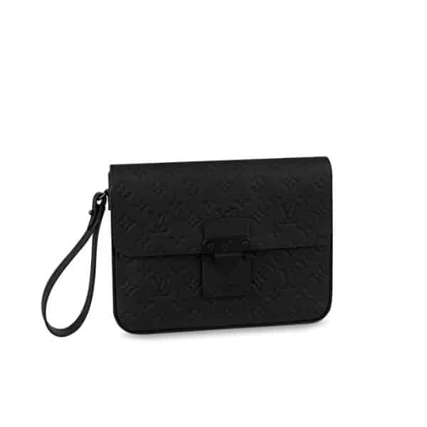 LOUIS VUITTON S LOCK A4 POUCH BLACK 28CM M80582