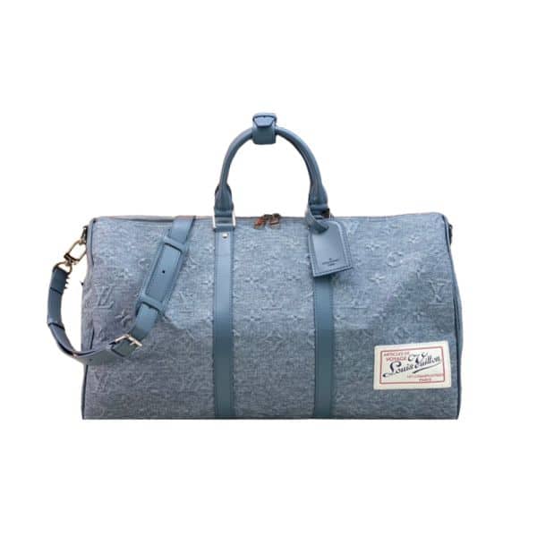 LOUIS VUITTON KEEPALL BANDOULIÈRE 50 BAG DENIM BLUE 50CM M22532