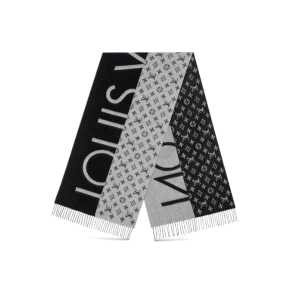 LOUIS VUITTON MONOGRAM SPLIT SCARF BLACK