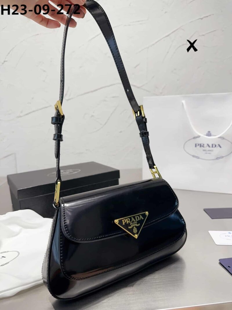 Alternative view of PRADA BRUSHED LEATHER BAG BLACK 27CM 1BD344VHTOZO6F0632