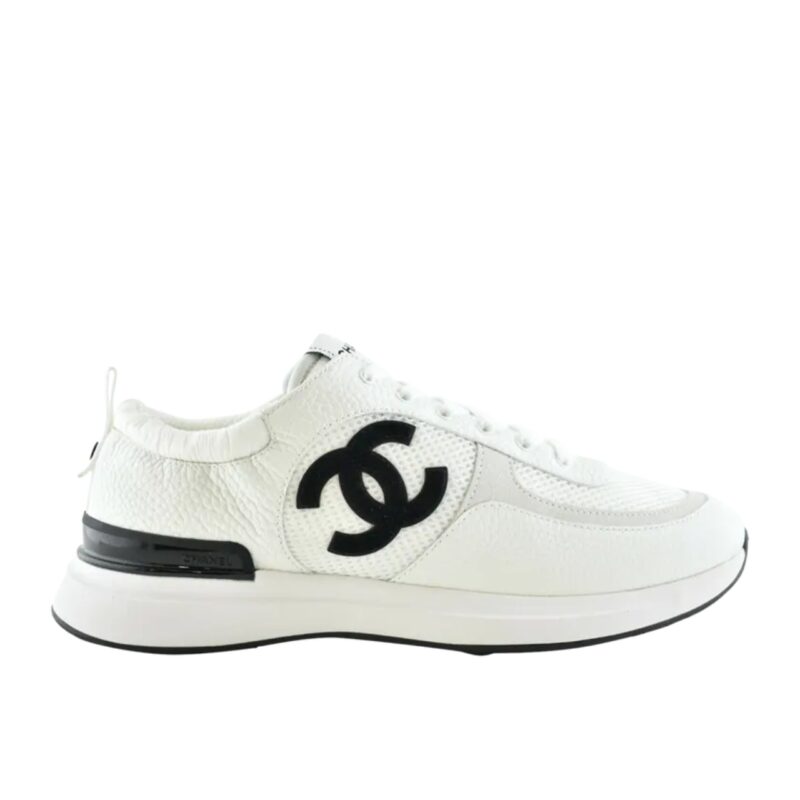 CHANEL MESH SUEDE SNEAKER WHITE BLACK G37492 Y55236 10601