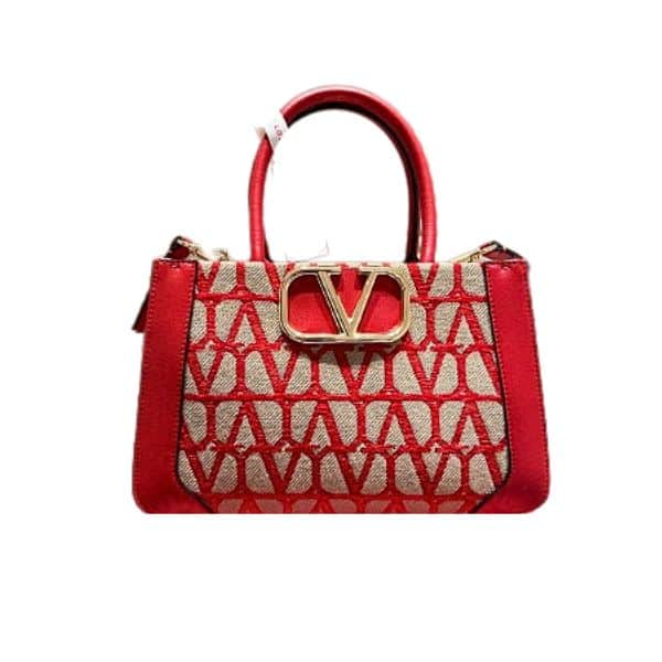 VALENTINO GARAVANI TOILE ICONOGRAPHE CANVAS TOTE RED 28CM