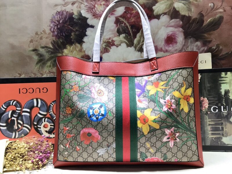 Alternative view of GUCCI OPHIDIA GG FLORA MEDIUM TOTE RED 44CM