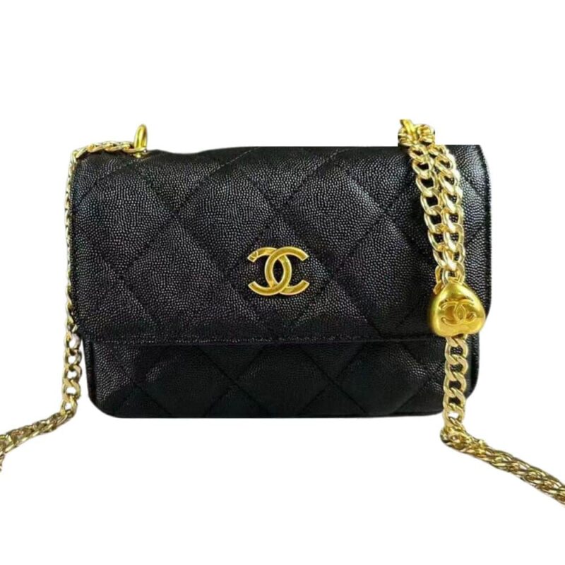 CHANEL PEARL CRUSH WALLET ON CHAIN WOC BLACK 18CM