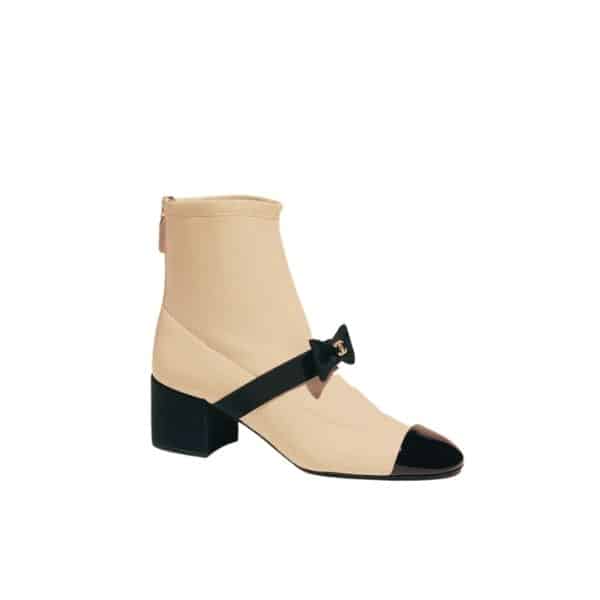 CHANEL SHORT BOOTS STRETCH BEIGE AND BLACK