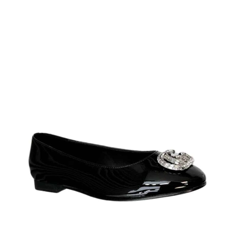 GUCCI CRYSTAL GG WOMEN'S BALLET FLAT BLACK