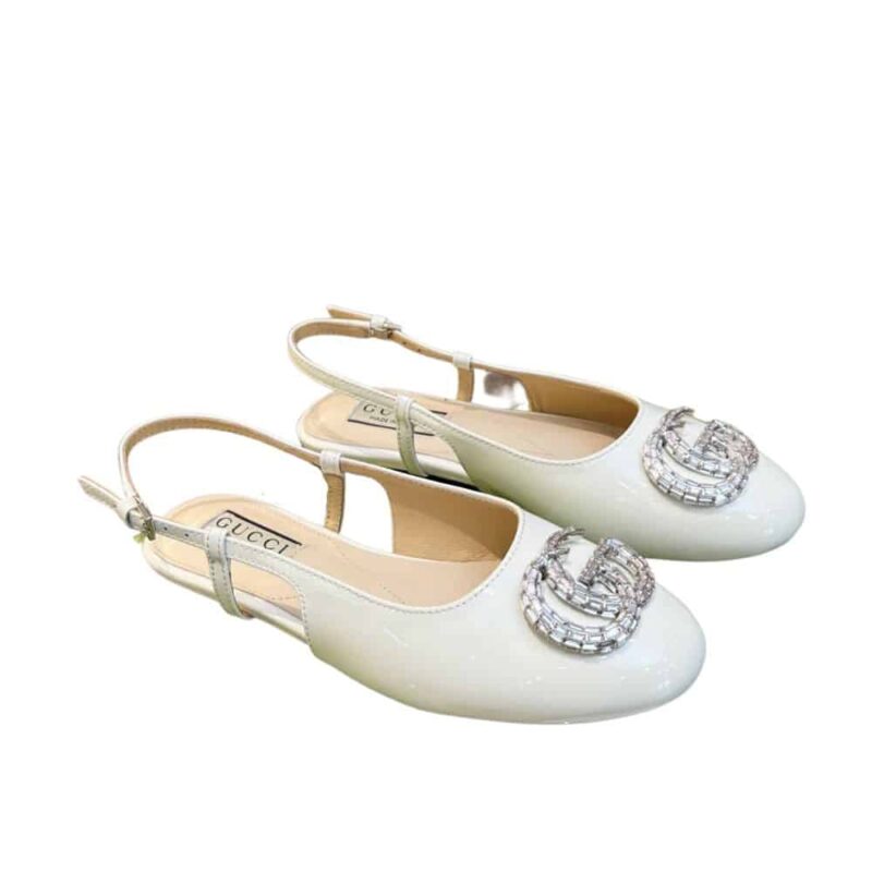 GUCCI GG CRYSTAL SLINGBACK WHITE