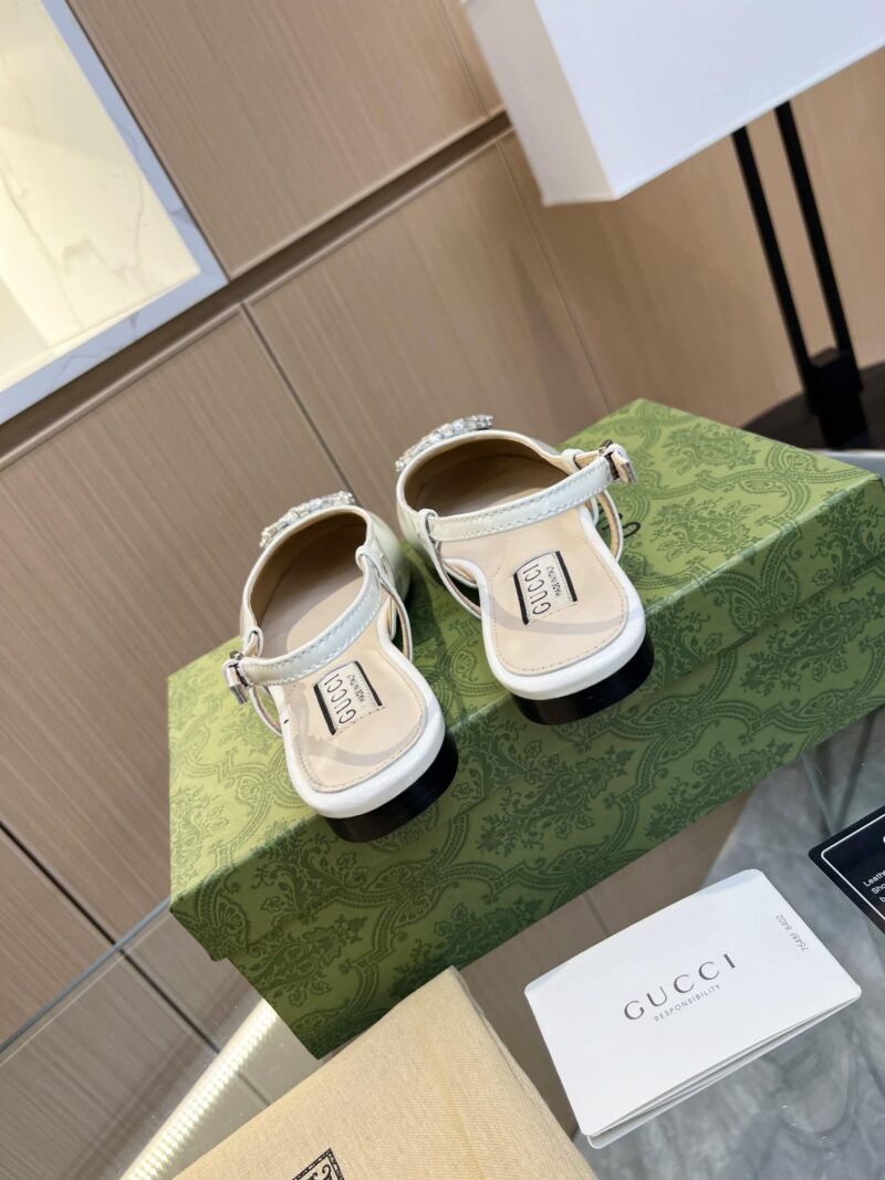 Alternative view of GUCCI GG CRYSTAL SLINGBACK WHITE