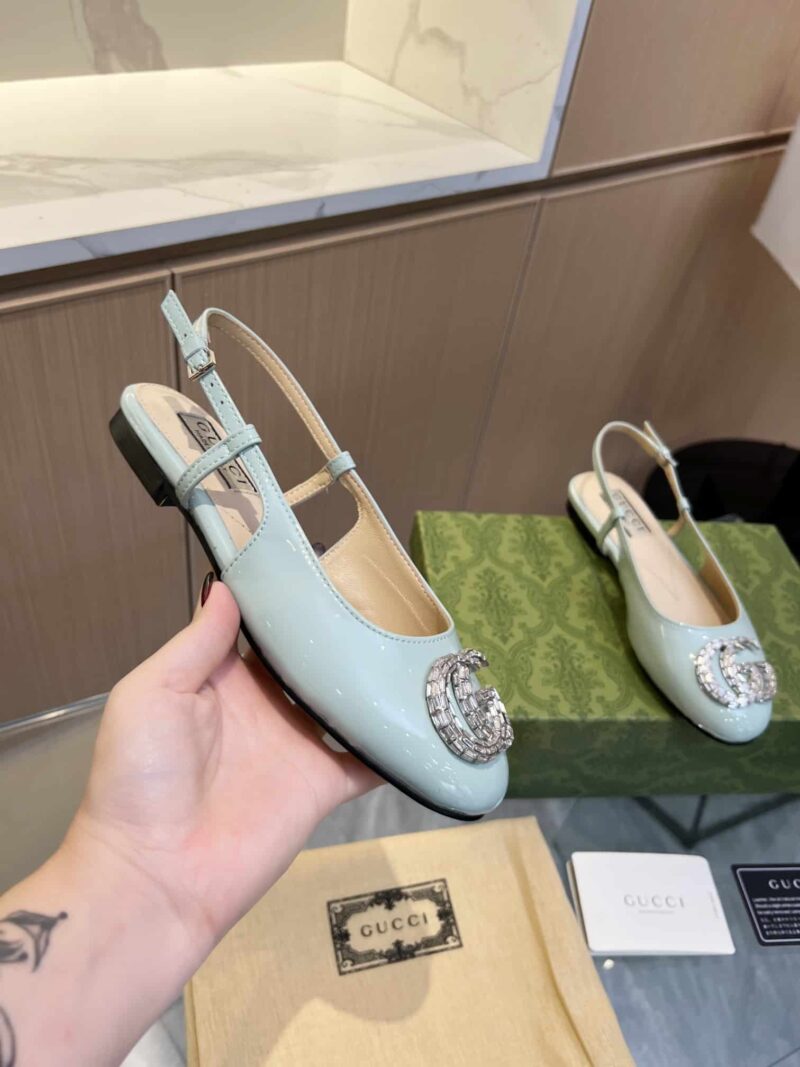 Alternative view of GUCCI GG CRYSTAL SLINGBACK BLUE