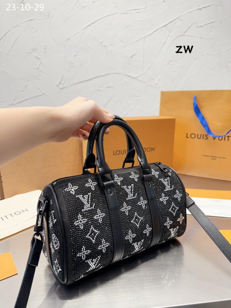 Alternative view of LOUIS VUITTON CRYSTAL KEEPALL BANDOULIÈRE 25 BLACK 25CM