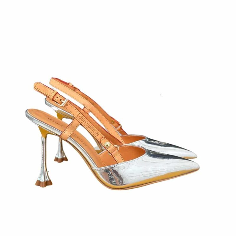 LOUIS VUITTON BLOSSOM SLINGBACK PUMP SILVER