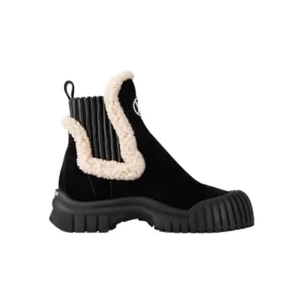 LOUIS VUITTON RUBY FLAT ANKLE BOOT SHEARLING BLACK 1AC7AC