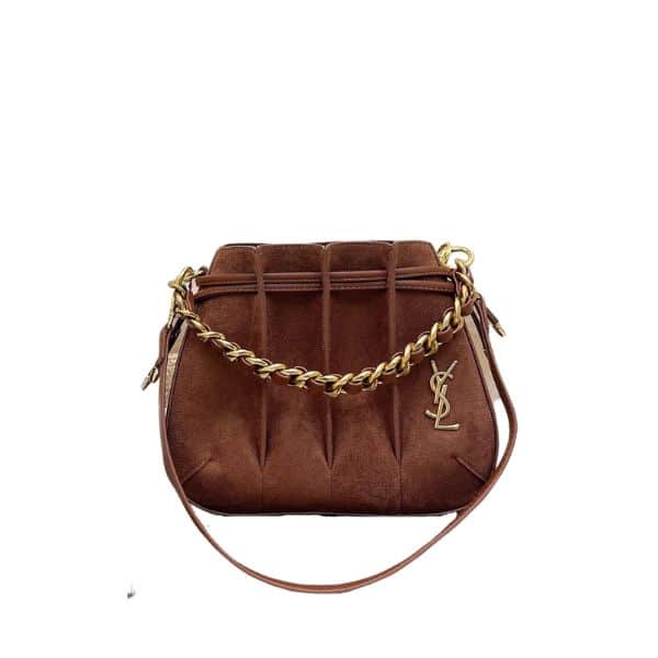 SAINT LAURENT BUCKET BAG BROWN 23CM