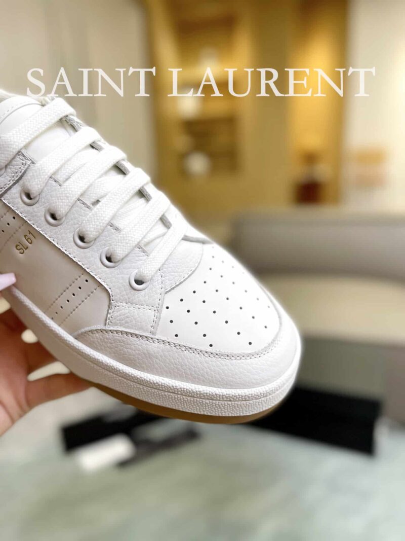 Alternative view of SAINT LAURENT PERFORATED LEATHER SNEAKERS WHITE