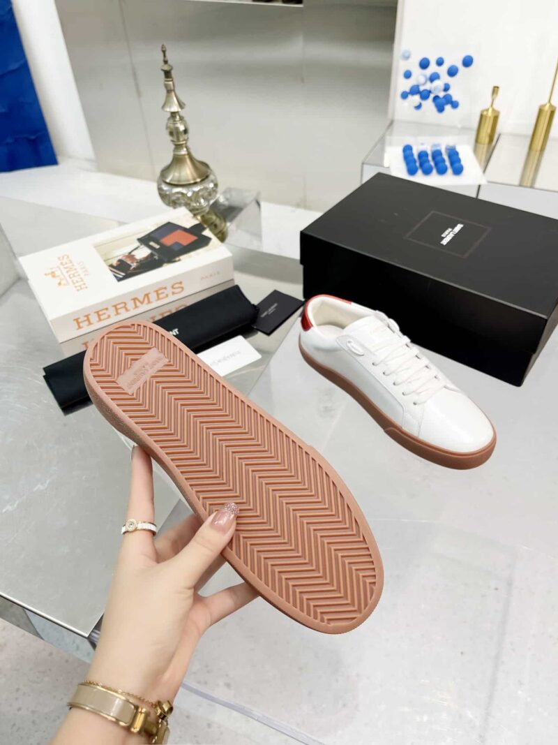 Alternative view of SAINT LAURENT COURT CLASSIC EMBROIDERED SNEAKERS WHITE AND RED