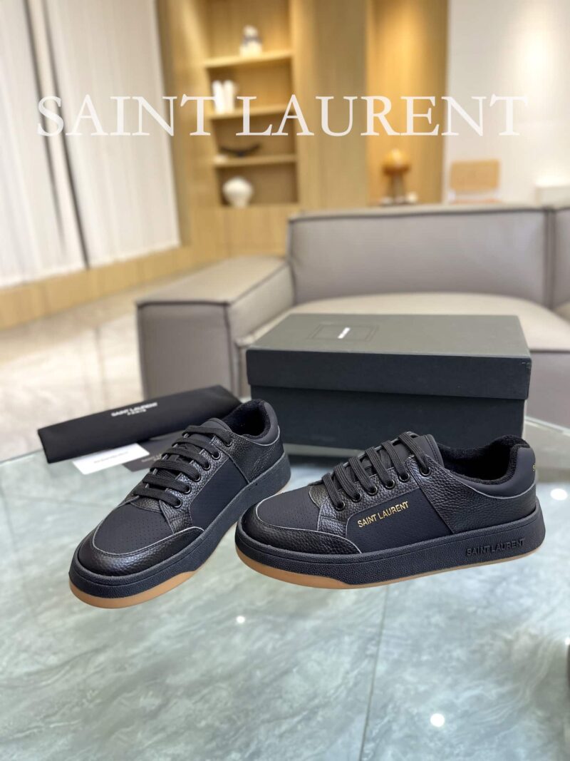 Alternative view of SAINT LAURENT PERFORATED LEATHER SNEAKERS BLACK