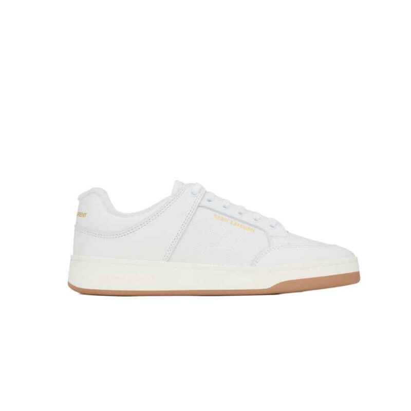 SAINT LAURENT PERFORATED LEATHER SNEAKERS WHITE
