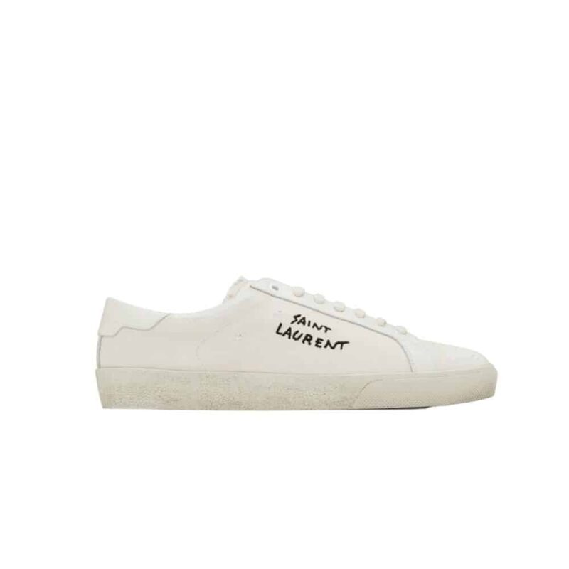SAINT LAURENT COURT CLASSIC EMBROIDERED SNEAKERS WHITE  610648GUP109113